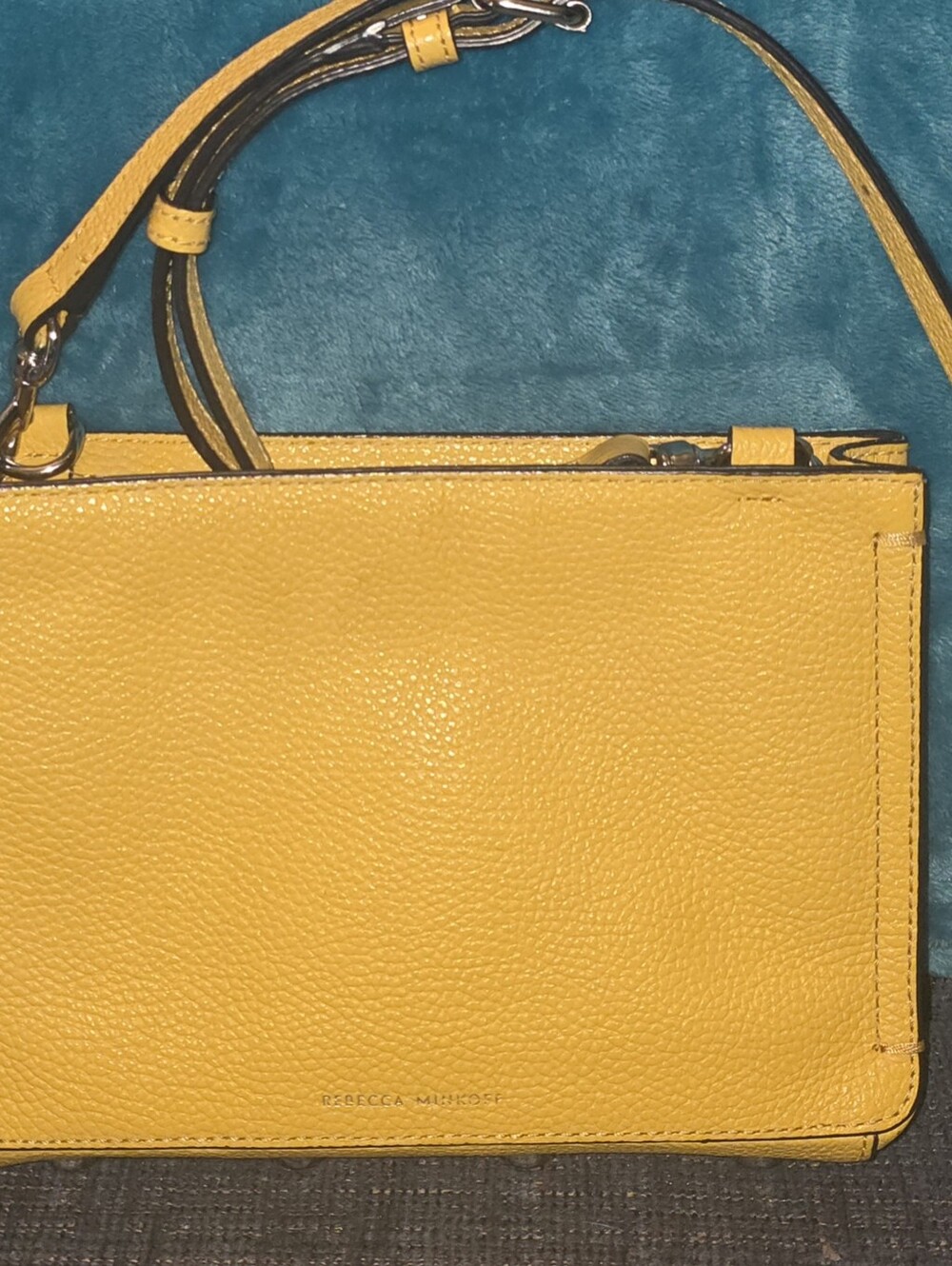 Rebecca Minkoff Regan Crossbody Purse Dandelion Yellow Pebbled Leather Mint! - Picture 2 of 13